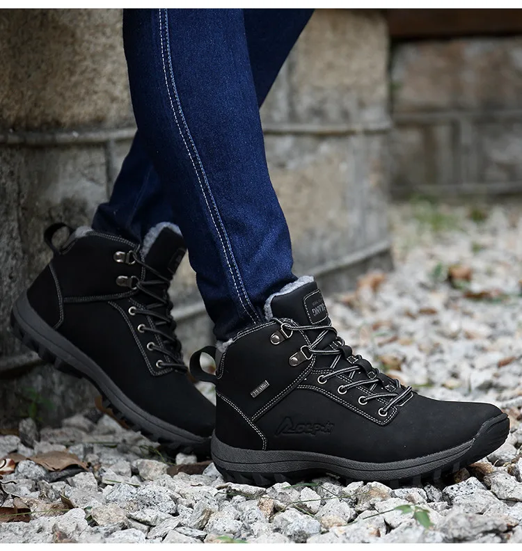Mnalyo/брендовые модные водонепроницаемые кожаные мужские ботинки; удобная мужская обувь; ботильоны; короткая плюшевая зимняя теплая обувь для мужчин; размеры 39-46