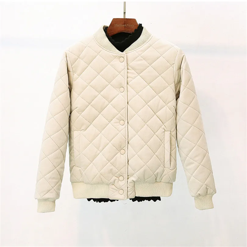 Autumn Winter Women Short Cotton Coats Warm Thicken Velvet Parka Jackets Students Baseball Outerwear Solid Bombers Tops AB756 Autumn Winter Women Short Cotton Coats Warm Thicken Velvet Parka Jackets Students Baseball Outerwear Solid Bombers Tops AB756