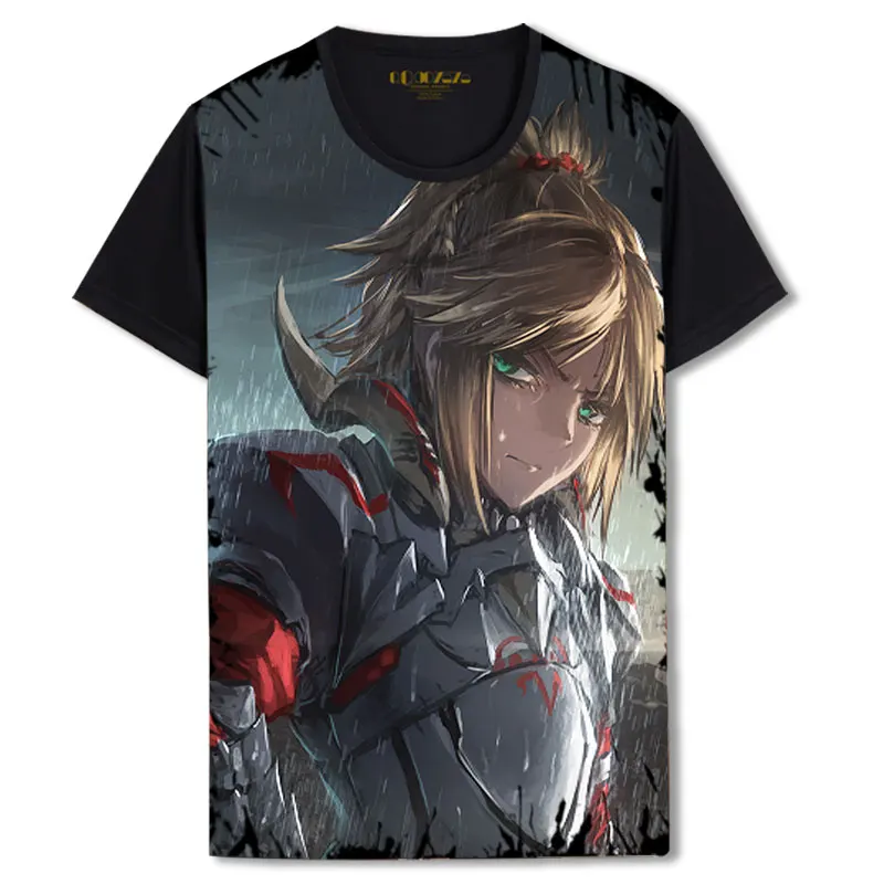 

Hot Game fate grand order O-neck Short Sleeves saber T-shirt Fashion Shirts Leisure Tees Casual Tops