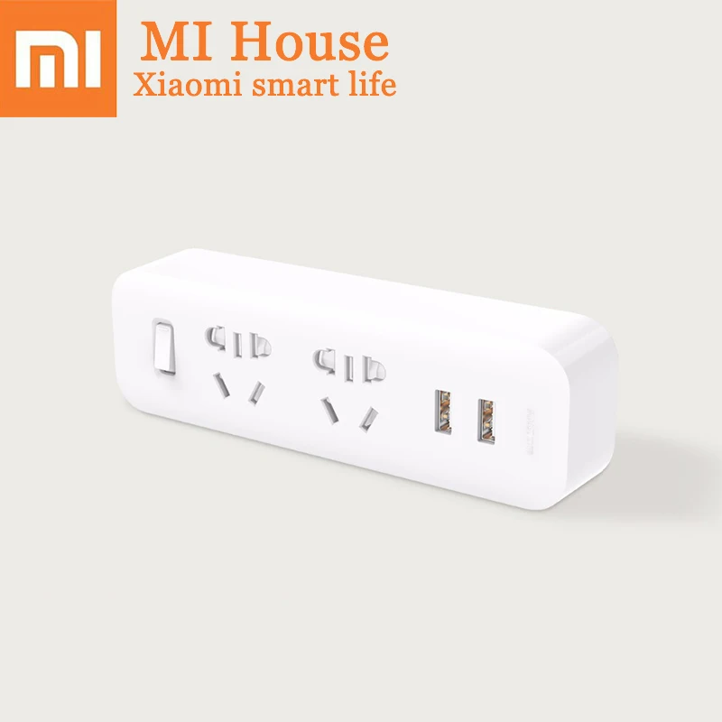 Pаспродажа Xiaomi Mijia Smart Мощность полосы 2 розетки 2 Usb 5 В 2.1A быстрой зарядки Мощность гнездо конвертер Портативный Plug Путешествия адаптер