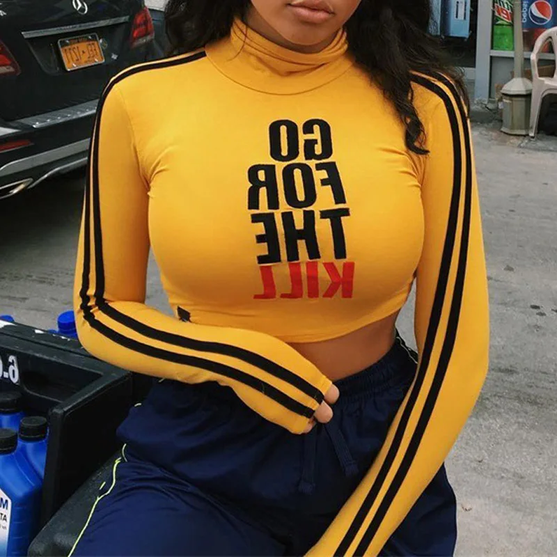 

Workout Tops for Women Sports New Arrival 2019 Spring Summer Letter Print Long Sleeve Sexy Yoga Gym Sport Fitness Crop Top 30