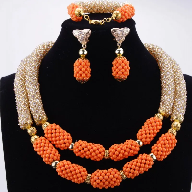 4 UJewelry ожерелье из коралловых бусин Дубай женские украшения комплект для нигерийской свадьбы Высокое качество вечерние подарочный набор