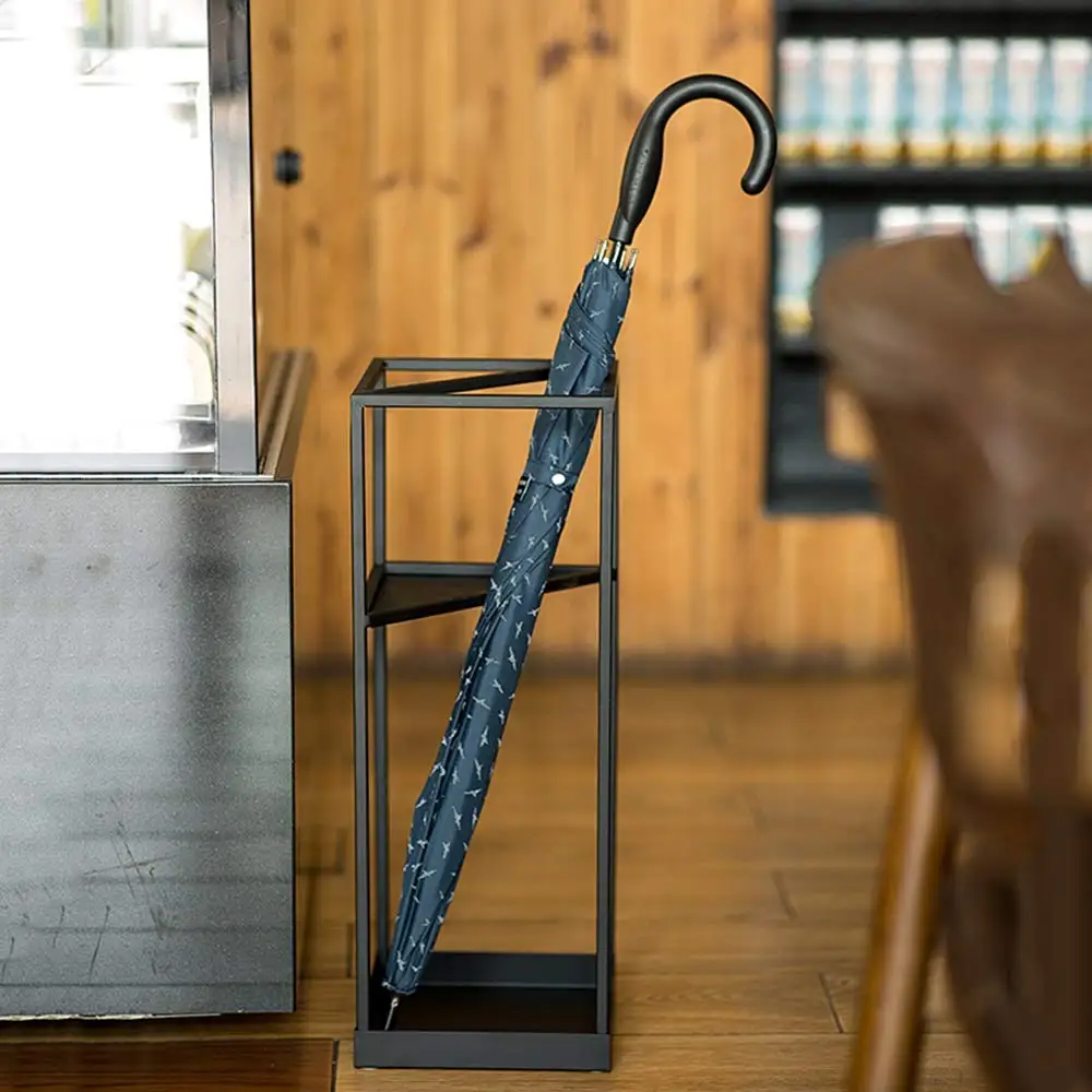 

Umbrella Stand, Metal Multi-Function Floor Rack Wrought Iron Umbrella Stand Door Home Umbrella Stand Hotel Lobby Black