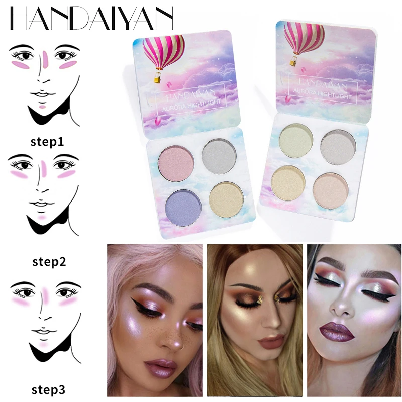 

HANDAIYAN Highlighter Illuminator Makeup Face Brightener Contouring Liquid Highlighter Palette Powder Bronzer Face Glow Kit