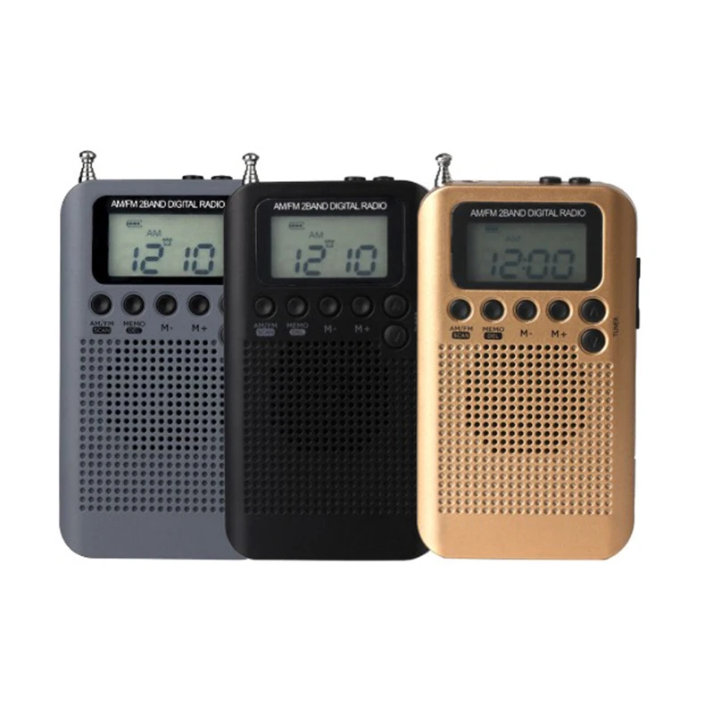 

Mini Radio Speaker Receiver LCD Digital FM / AM Radio Speaker with Time Display Function 3.5mm Headphone Jack