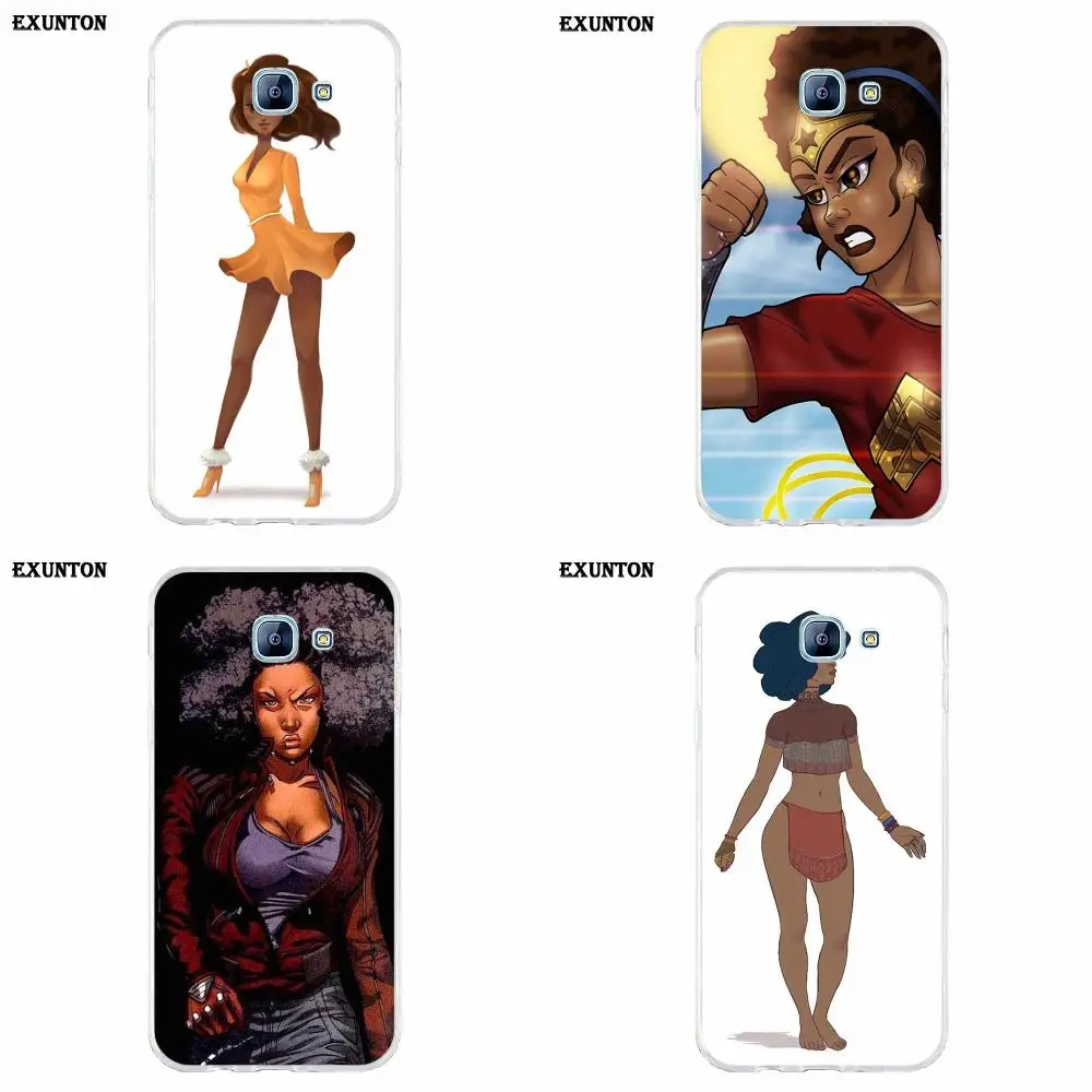 

For Galaxy Alpha Core Note 2 3 4 S2 A10 A20 A20E A30 A40 A50 A60 A70 M10 M20 M30 Soft Cases Cartoon Black Women Art