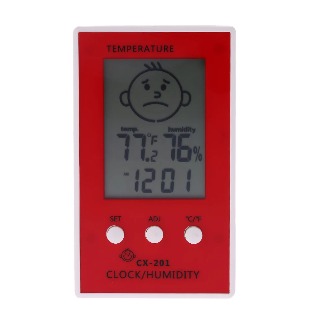 

Portable Digital Thermometer Hygrometer Clock Temperature Humidity tester weather station termometro C/F Comfort Level Display