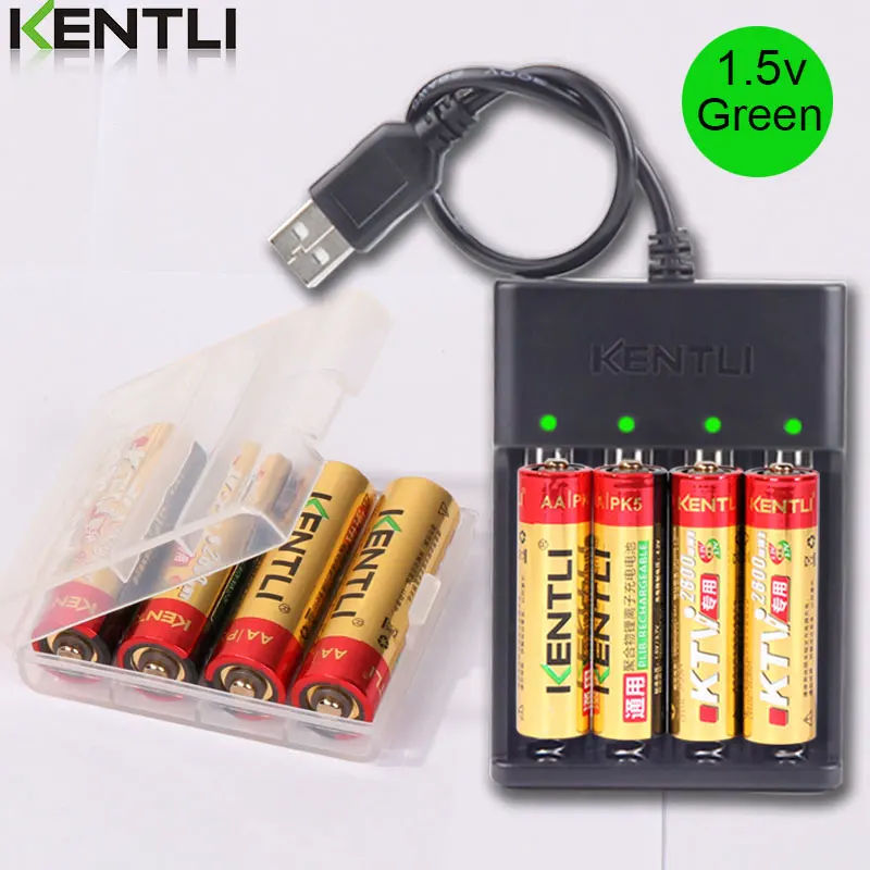 8 шт. KENTLI 1 5 В AA PK5 2800mWh Аккумуляторная Литиевая литий ионная батарея + 4 слота