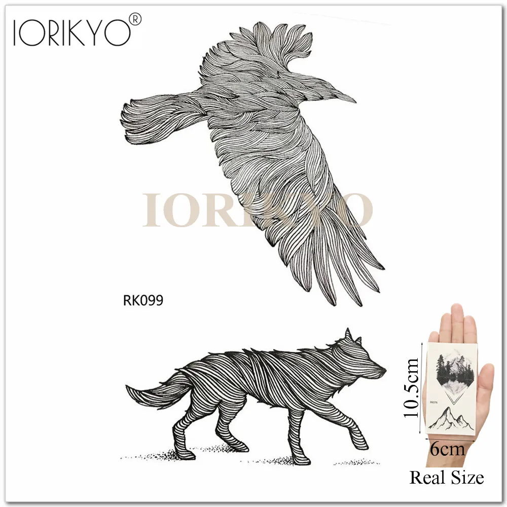 Мужская временная татуировка IORIKYO черная Колибри тату наклейки для женщин