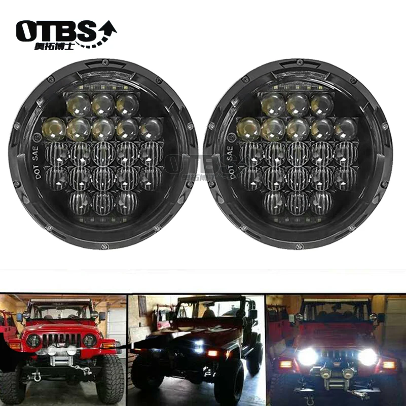 

OTBS New 5D 7inch LED Headlights Kit 75W H4 Hi/low Auto Headlight With DRL For Jeep Wrangler JK TJ Hummer Defender