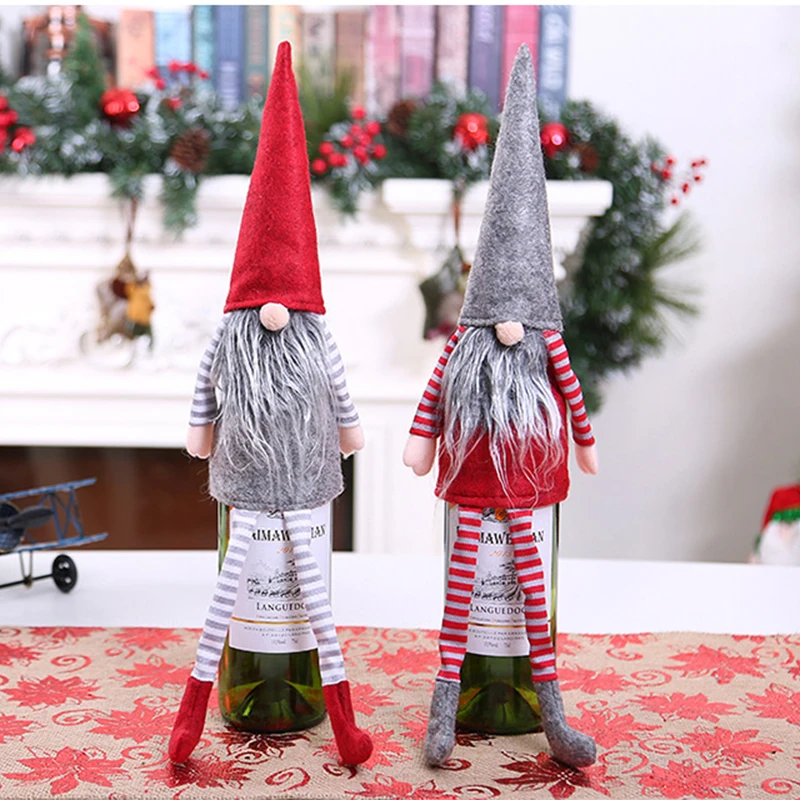 

Christmas Santa Claus Snowman Bottle Cover Bag Wine Bottle Decor Christmas Decorations For Home New Year Xmas Dinner Party