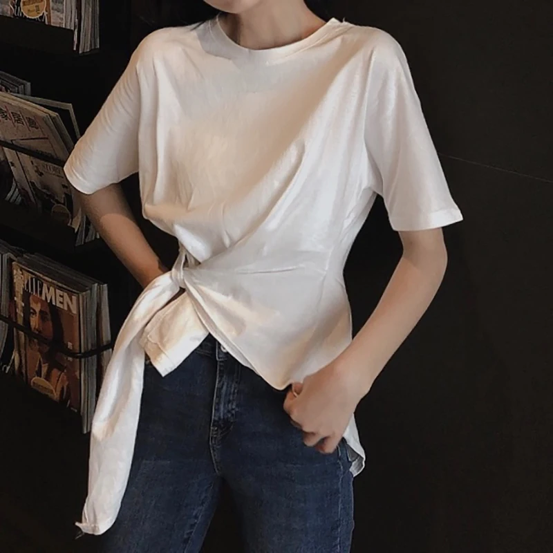 2019 الصيف بلون الدانتيل تي شيرتات قصيرة الاكمام جديد هونغ كونغ نمط الكورية شيك ضئيلة تي شيرت أزياء مكتب سيدة تيز قمم 2019 الصيف بلون الدانتيل تي شيرتات قصيرة الاكمام جديد هونغ كونغ نمط الكورية شيك ضئيلة تي شيرت أزياء مكتب سيدة تيز قمم