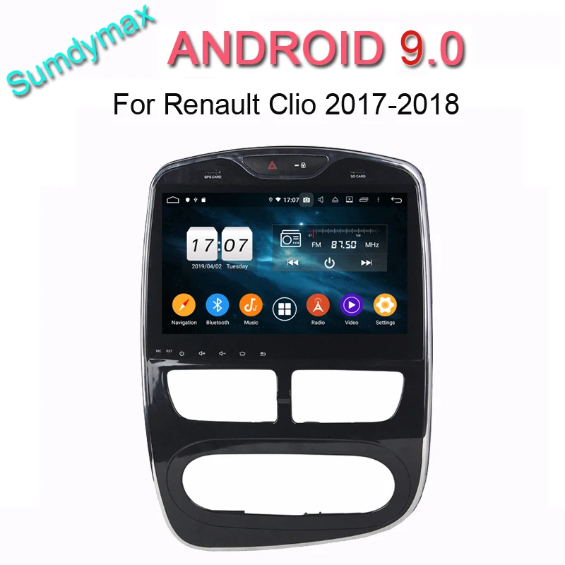 Best Octa core RAM 4GB ROM 64GB PX5 android 9.0 car dvd player for Renault clio 2016 with gps glonass camera canbus wifi audio 0
