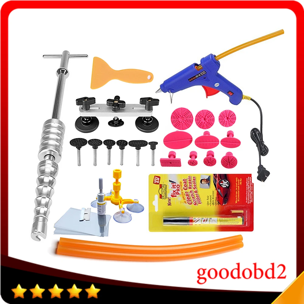 

Car Dent Repair Hand Tool set Kit Dent Remover Puller PDR Tool with Hot Metal Glue Gun 100W with Car Repair Pen Scratch Remover