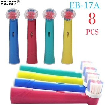 

Poleet 8Pcs/Lot Electric Toothbrush Replacement Heads Multicolor EB-17A EB17A For Oral By Hygiene Toothbrush Heads Soft Bristles