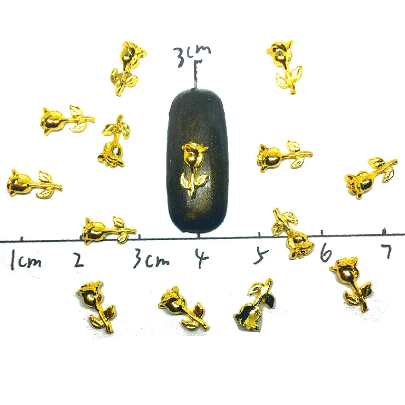 

20Pcs Gold Tulips Flowers Nail Art Decorations 3d Charms Nails Accessoires Kawaii Bling Studs Spring Rose Nailart Supply New diy