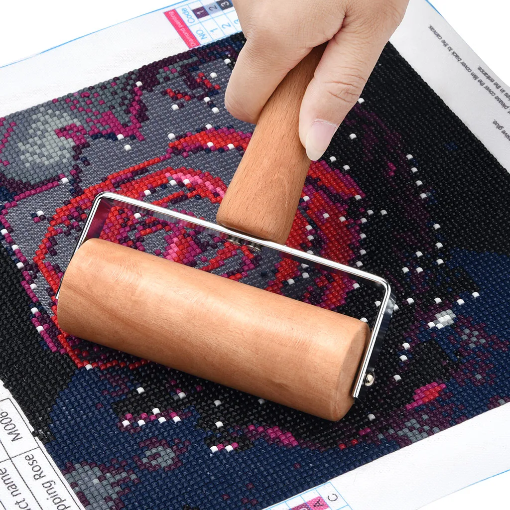 Portable Full Drill Diamond Painting Wooden Roller for Adults Beginners Pressing Handcraft Tool Arts Crafts