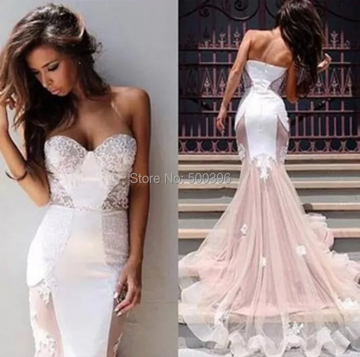 Attractive Mermaid Bridal Wedding Gowns 2016 Vestidos De Novia Attractive Mermaid Bridal Wedding Gowns 2016 Vestidos De Novia Sweetheart White Satin And Champagne Tulle In Dresses From Weddings