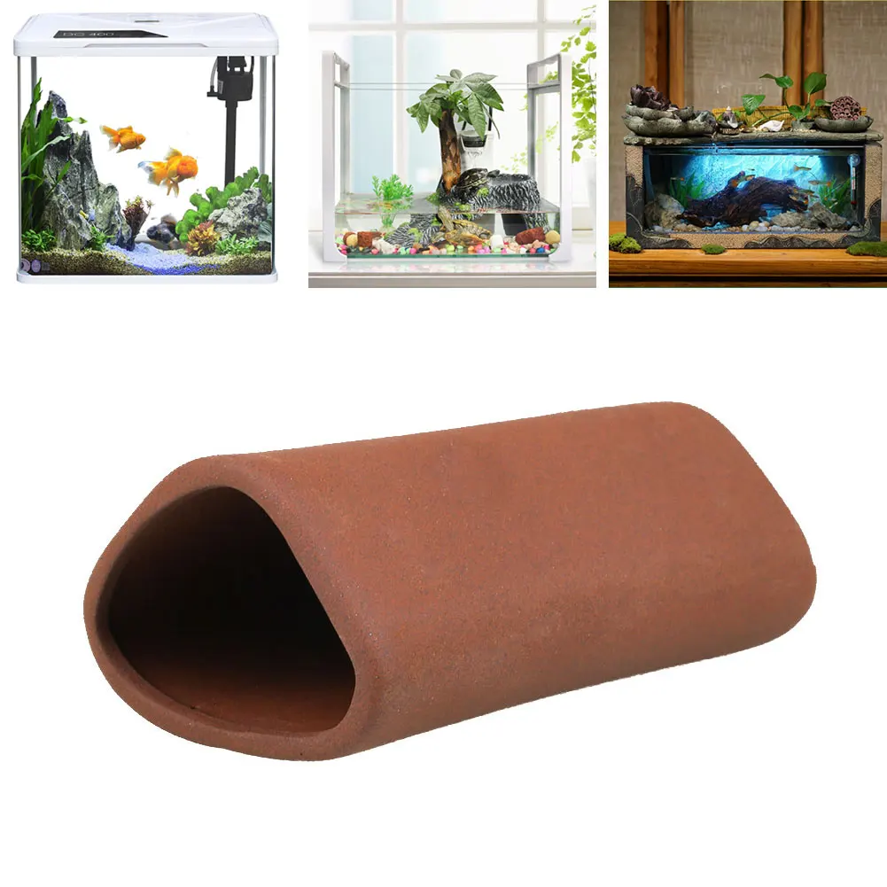 Aquarium Pottery Clay Triangle Ornamental Shrimps Shelter Breeding