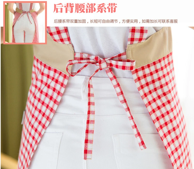 6 Plaids Pattern Apron Woman Adult Bibs Home Cooking Baking Shop Cleaning Aprons For Pocket Kitchen Accessory Waterproof And Oil