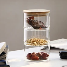 3-Слои Мейсон Borosilica Стекло банку Кухня Еда крупногабаритной таре Набор для специй Сухофрукты хранения может салатник коробка