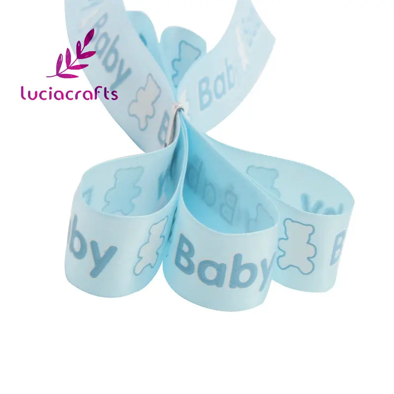 Lucia crafts " 25 мм полиэстер" Baby "Синяя Рождественская атласная лента ручной работы DIY украшение упаковка ремесло 5 ярдов/партия T0105 - Цвет: Blue