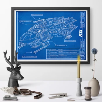 

Funky Blueprint Car Parts Model Spaceship Poster Print Canvas Art Print Canvas Painting Wall Art Home Decor No Frame