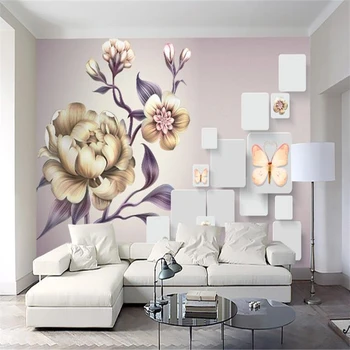 

beibehang Custom Photo Mural Wallpaper Beautiful Hand Painted Peony Flower 3D Sofa Bed Head Background wallpaper for walls 3 d