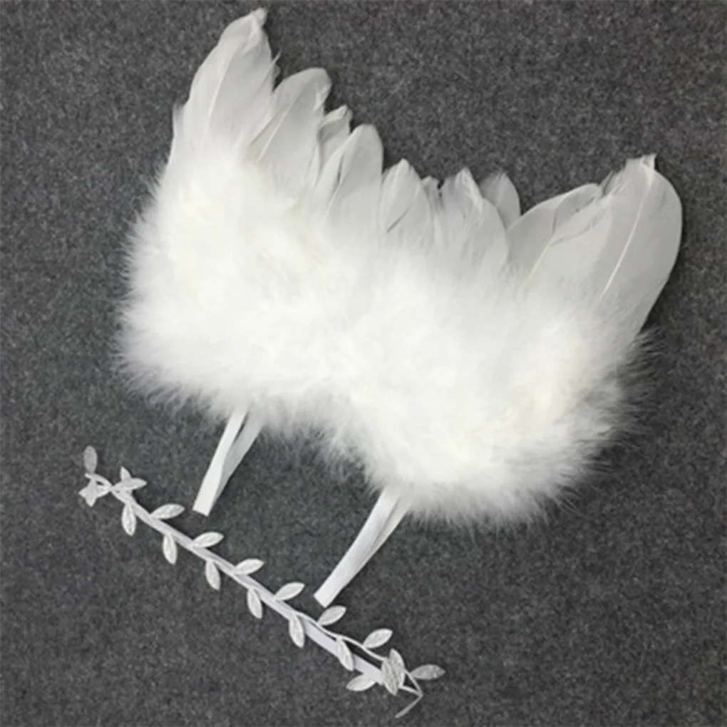 Мягкие перьевые крылья для новорожденных реквизит для фотосъемки аксессуары цветок повязка на голову с крыльями ангела реквизит для фотосессии Новорожденный ребенок повязка на голову - Цвет: 1