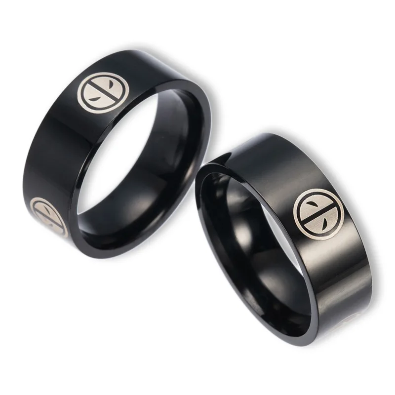 New arrival Deadpool Marvel ring Black Tungsten Engraved ...