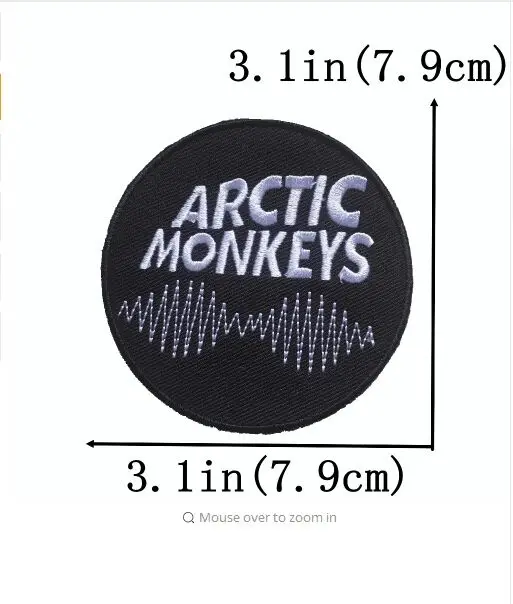 DZ7.9cm круглый ARCTIC MONKEYS нашивки Ironon патч для детская одежда куртка ручной работы вышитые Аппликация DIY украшения лоскутное - Цвет: Черный