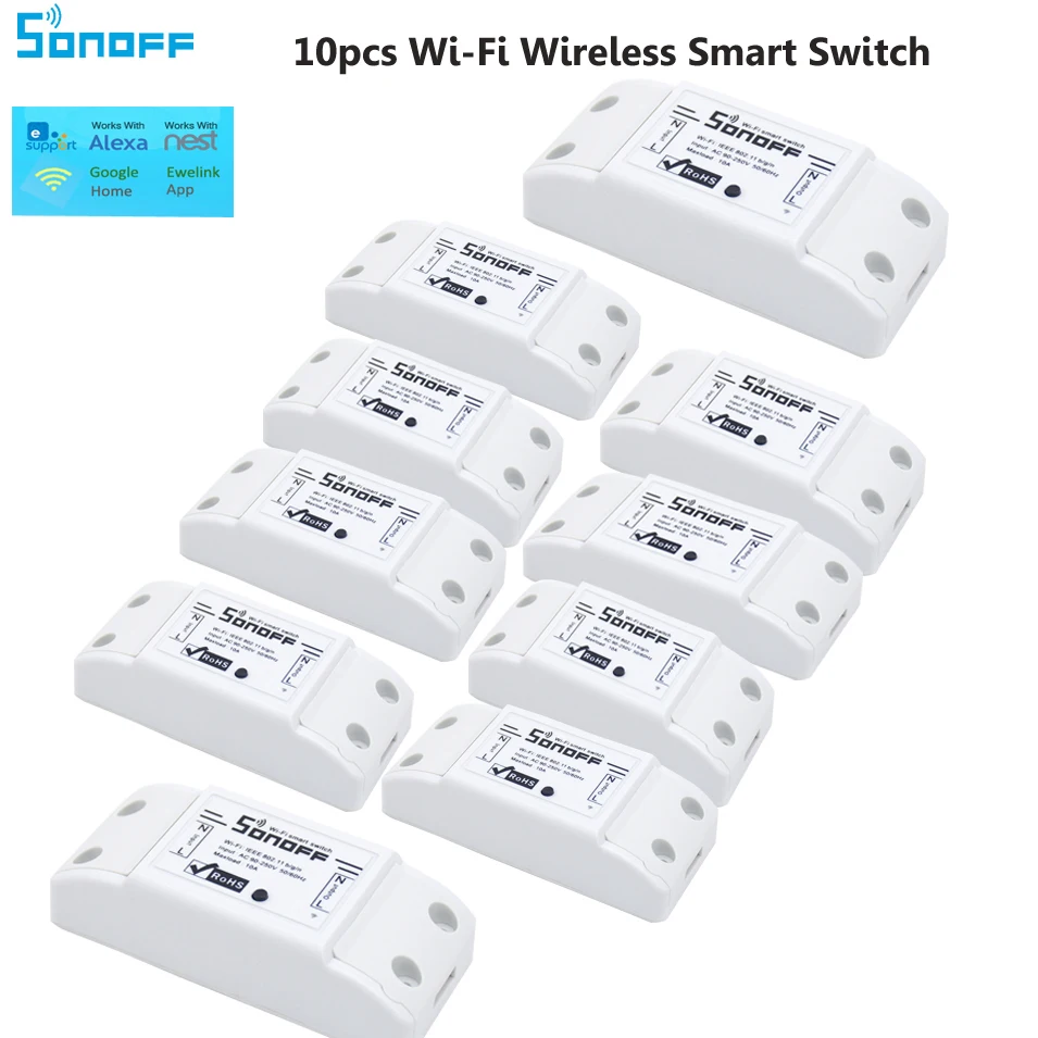 1--10pcs Itead sonoff Smart Remote Control wifi DIY Home automation Modules Switch with timer on off wireless light switches 