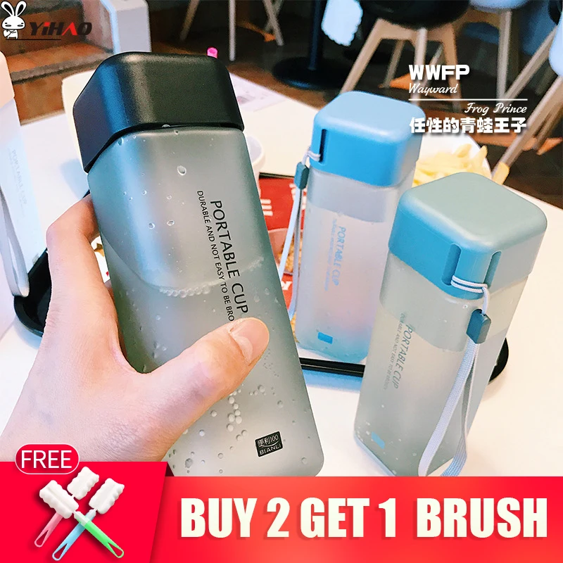 YIHAO 600ML High Quality Hot Sale Simple Square Bottle Portable Drop-resistant Hand Plastic Personality Water | Дом и сад
