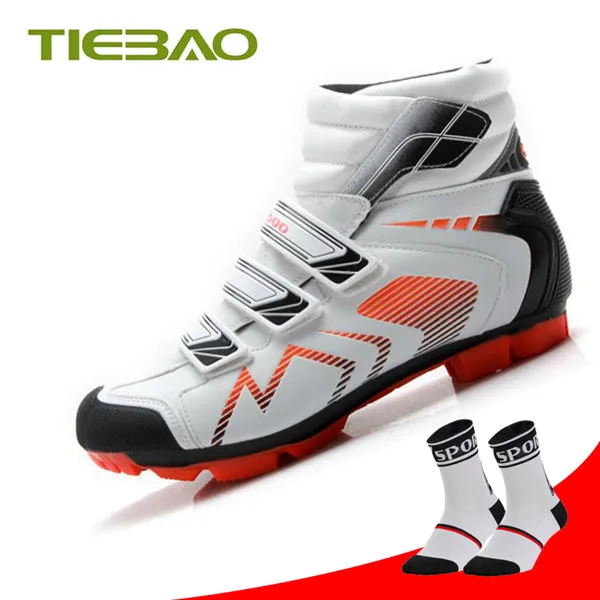 Tiebao зимние zapatillas ciclismo mtb велосипедная обувь bicicleta triatlon для езды на велосипеде самоблокирующиеся велосипедные педали mtb кроссовки - Цвет: Package 2 for White