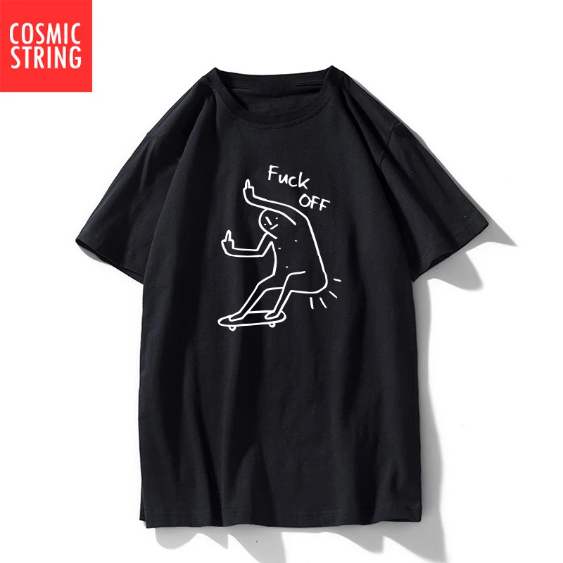 COSMIC STRING 100% cotton o-neck casual cool skate print men Tshirt loose cool men T shirt male t-shirt mens tee shirt
