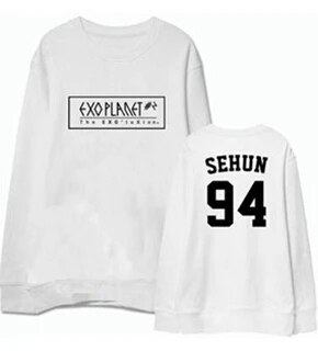 EXO Сеул концерт же имя члена печать Круглая горловина толстовки для KPOP болельщиков поддерживающая тонкий пуловер Толстовка 2 цвета - Цвет: 19