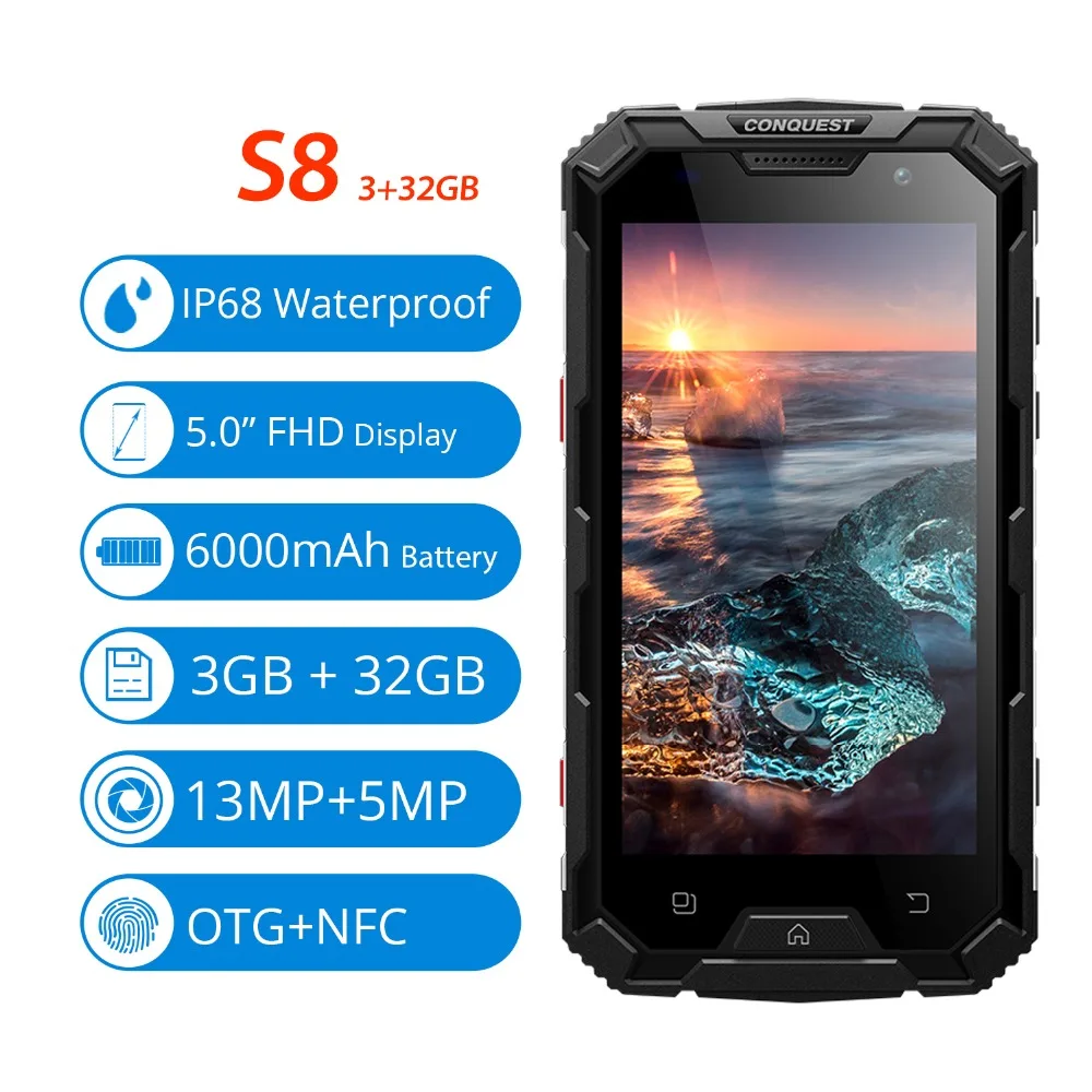 Шам S8 3 ГБ Оперативная память IP68 Водонепроницаемый телефон PTT смартфон ГЛОНАСС 6000