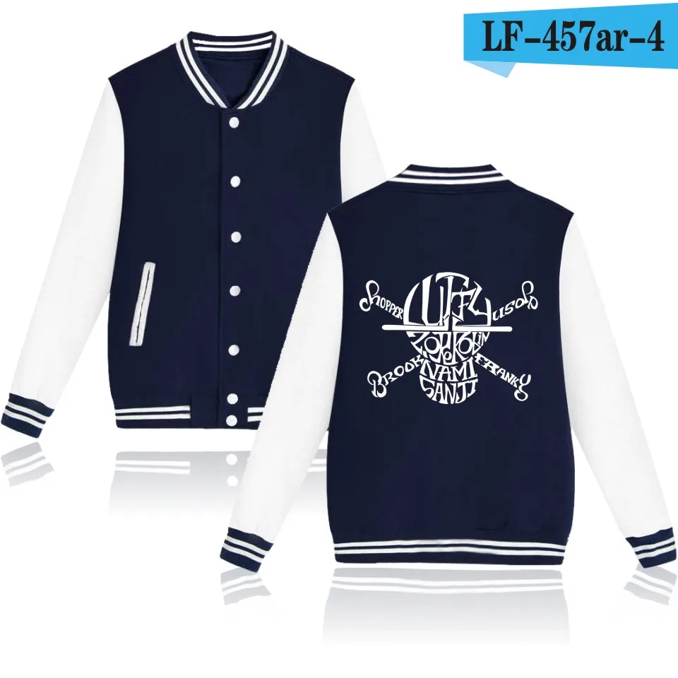 Новые поступления Harajuku one piece Луффи туз Mugiwara дизайн бейсбольная куртка мультфильм толстовки хип хоп Спортивный костюм для мужчин/женщин - Цвет: Color19