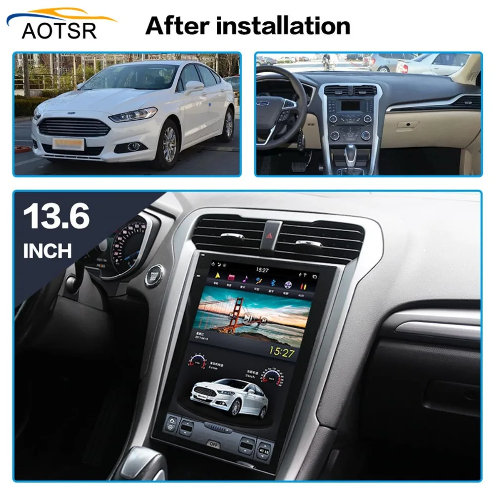Sale Tesla style Android 6.0 Car GPS Navigation FOR Ford Mondeo Fusion MK5 2017 2018 2019 car radio stereo BT no dvd player head unit 1