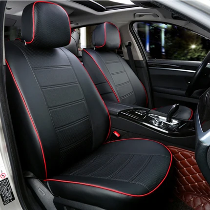 AutoDecorun Custom fit Искусственная кожа чехлы на сиденья для mercedes benz b200 класс чехлы для автомобильных сидений Аксессуары сиденья подушки опоры - Название цвета: Black X Red strip