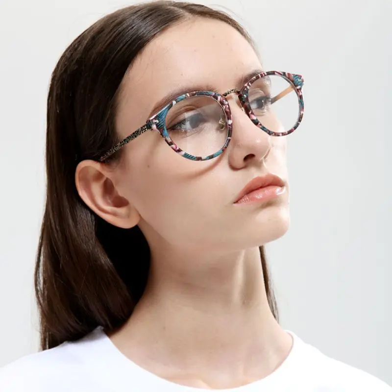 Optical Glasses Classic Floral Frame Vintage Creative Myopia Art Fashion Retro Women Men Student Eyewear Transparent Lens Clear