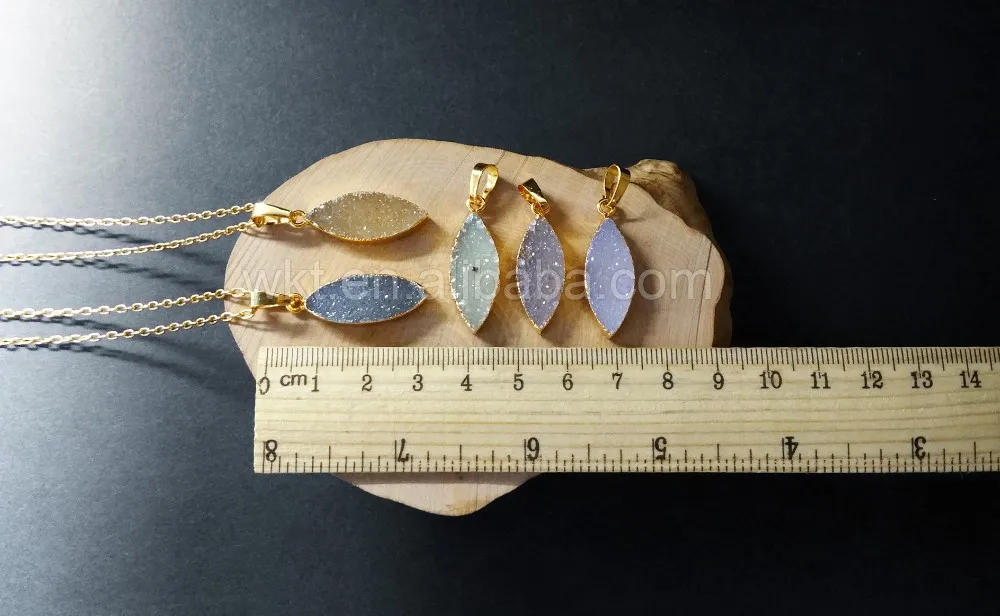 WT-N609,, колье с подвеской из друзы, цепочка, натуральный камень Жеода, необработанные цвета, ожерелье с подвеской, Золотое ажурное ожерелье