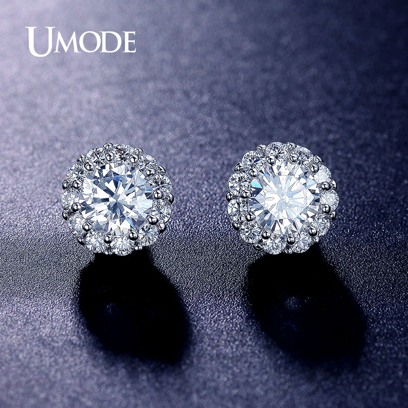 

UMODE Brand Hot Sale 6mm 0.75 Carat AAA+ CZ Stone Post Stud Earrings For Women Brincos Summer Jewelry AUE0017