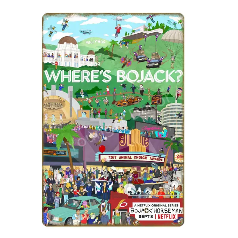YD1067D Where's BoJack Horseman металлический плакат классический ТВ мультфильм ретро оловянные знаки для дома для бара, клуба, магазина Декоративный Настенный декор YD047 - Цвет: YD1067D