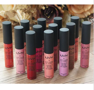 spesifikasi NYX Cosmetics Soft Matte Logam Lip Cream Makeup Lipstik Bibir Baru 12 Warna Membuat Warna Bibir Maquiagem Gratis Pengiriman