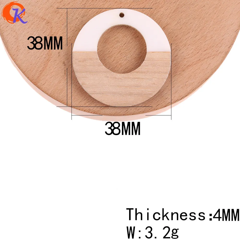 Сердечный дизайн 30 шт 38*38 мм Аксессуары для ювелирных изделий/DIY Изготовление сережек/натуральное дерево и смола/круглая форма/ручная работа/фурнитура для сережек