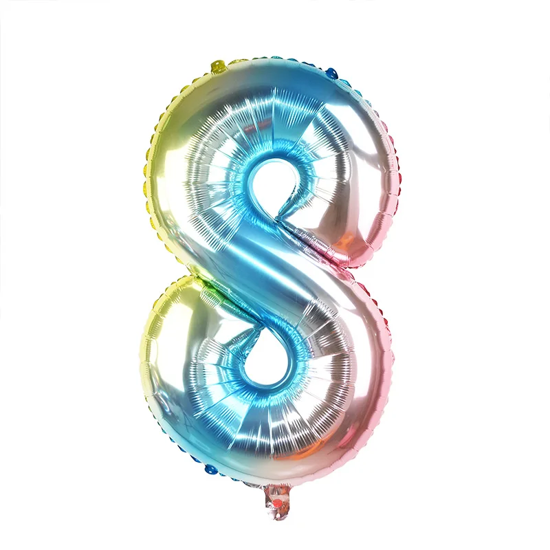 32 дюйма с радугой воздушным шаром воздушные шары из фольги в виде цифр баллон гелия для День рождения украшения год для рождественской вечеринки поставки - Цвет: 8