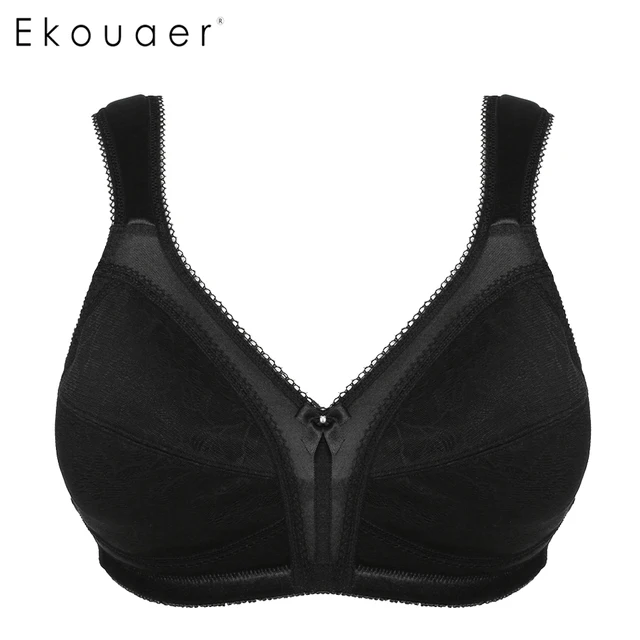 Ekouaer Women's Comfort Wirefree Bra Push Up Support Minimizer Bra 36