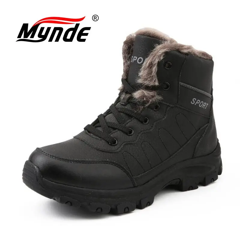 Mynde/; брендовые кожаные мужские зимние ботинки с мехом; плюшевые зимние мужские ботинки; Теплые ботильоны; мужские повседневные ботинки; кроссовки; обувь