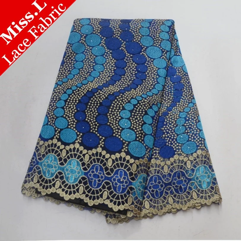 Мисс L 2018 синий французский кружева вышитые в кружевной французский тюль кружевной ткани Высокое качество чистая кружевной ткани Индии для